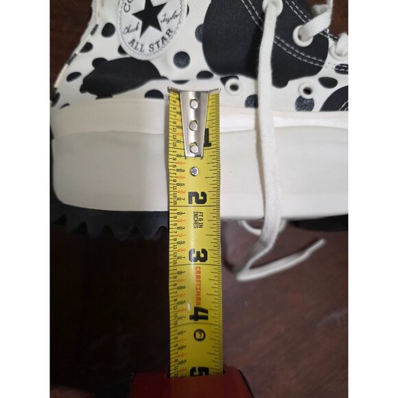 Converse Polka Dot Platform High-Top Sneakers White & Black Canvas Unisex Size 1 - Picture 13 of 15